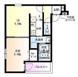 近鉄大阪線 弥刀駅 徒歩5分の賃貸アパート 3階1LDKの間取り