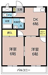 クリークワン 2DKの間取図画像