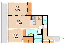 ルガロ市川 2LDKの間取図画像
