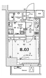 メイクスデザイン門前仲町ガーデン 1Kの間取図画像