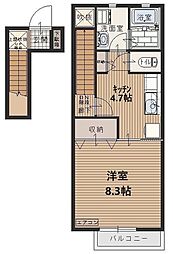グランドクレスト 1Kの間取図画像