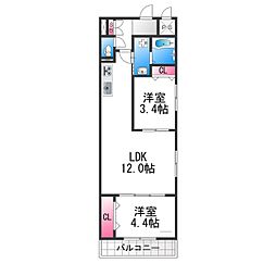 AVANTIO中百舌鳥 2LDKの間取図画像