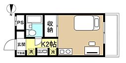 ラフォーレ武蔵中原（家具付） 1階ワンルームの間取り