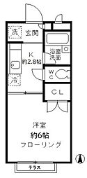 リベール玉川 1Kの間取図画像