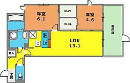 オルテンシア魚崎中町 2LDKの間取図画像
