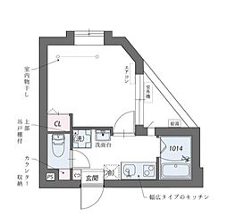 クリスタルコート新江古田 1Kの間取図画像