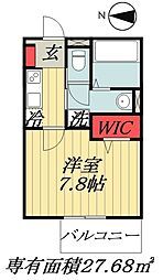 ウッドホーククラブ 1Kの間取図画像