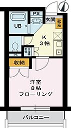 パインフィールド 1Kの間取図画像