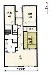 潮ハイツ 3LDKの間取図画像