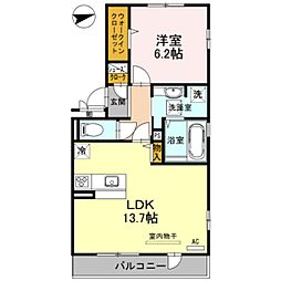 カーサ高善A 1LDKの間取図画像