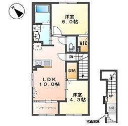 坂戸市千代田1丁目アパート 2LDKの間取図画像