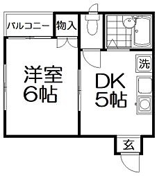 御殿山エスチュアリー・ハウス 1DKの間取図画像