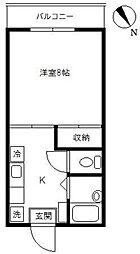 サン・エミール 1Kの間取図画像