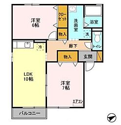 ヴェルドミール壱番館 2LDKの間取図画像