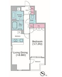 レジディア東麻布 1LDKの間取図画像