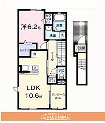 ルチェリデB 1LDKの間取図画像