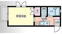 サンブランチこがね ワンルームの間取図画像