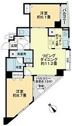 アムフラット蔵前ステーションフロント 10階2LDKの間取り