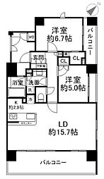 ネバーランド新小岩ブライティス 2LDKの間取図画像