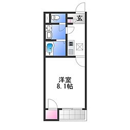 レオネクスト杉 1Kの間取図画像