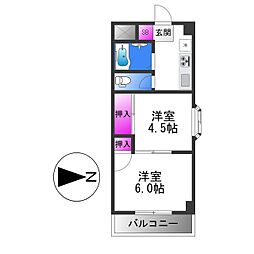 Osaka Metro千日前線 小路駅 徒歩6分の賃貸マンション 5階2Kの間取り