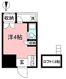 スカイハイム ワンルームの間取図画像