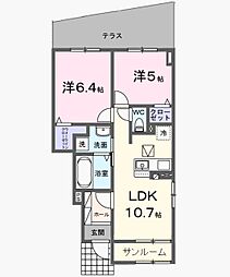 Casa Fika 2LDKの間取図画像