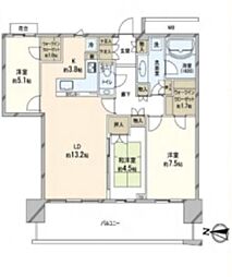 アーバンドックパークシティ豊洲タワーA 3LDKの間取図画像