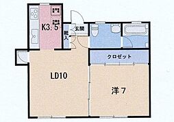 池ノ台ハウス 1LDKの間取図画像