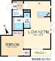 メゾンプルミエール 1LDKの間取図画像