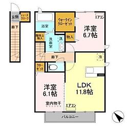 アネモスB 2LDKの間取図画像