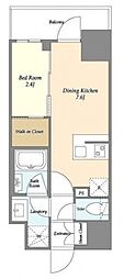 グランカーサ横濱石川町 1DKの間取図画像