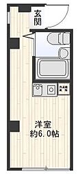 リバーストーン ワンルームの間取図画像