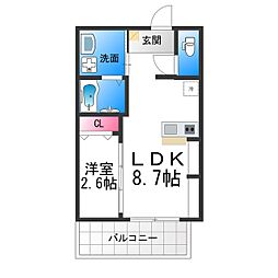 ジーイーオンズ 3階1LDKの間取り