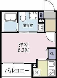 ハイム川崎新町 2階1Kの間取り