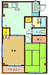 コーポカジロ 2DKの間取図画像