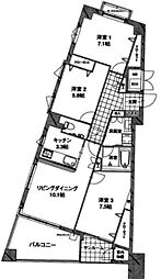 クール・ドゥ・サンセール 3LDKの間取図画像