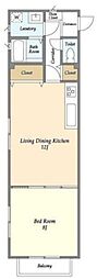 イザットパレス下馬 1LDKの間取図画像