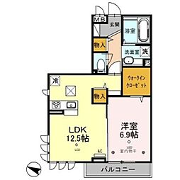 エスタシア風 1LDKの間取図画像