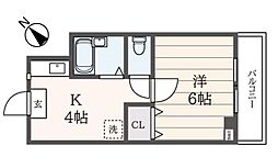 コーポタムラ 1Kの間取図画像