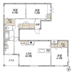 クシネシャトン 3LDKの間取図画像