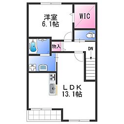 フィカーサ東岸和田A 1LDKの間取図画像