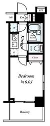 パレステュディオ目黒東 6階1Kの間取り