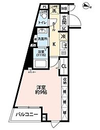 プレール・ドゥーク練馬II 4階1Kの間取り