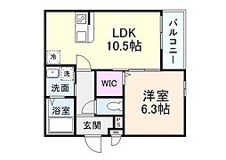 JR片町線(学研都市線) 津田駅 徒歩8分の賃貸アパート 3階1LDKの間取り