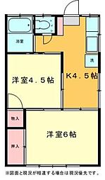 清湘ハイツ 2Kの間取図画像
