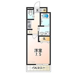 アッシュメゾン歌島橋3 1Kの間取図画像