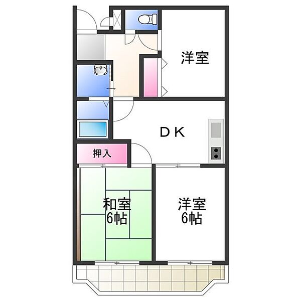 大阪府岸和田市西之内町(賃貸マンション3DK・3階・52.26㎡)の写真 その2