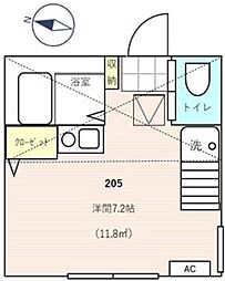 ラボーナ西横浜 ワンルームの間取図画像