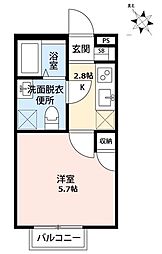 シャンティ八柱 1Kの間取図画像